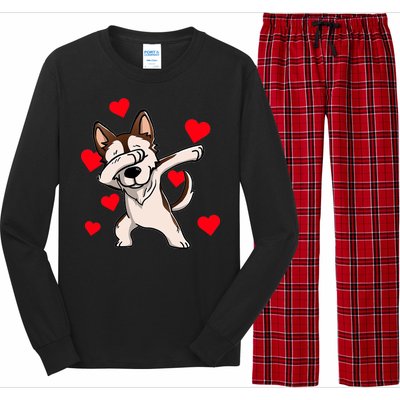 Dabbing Siberian Husky Valentines Day Long Sleeve Pajama Set