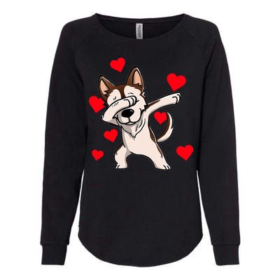 Dabbing Siberian Husky Valentines Day Womens California Wash Sweatshirt