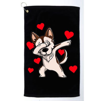 Dabbing Siberian Husky Valentines Day Golf Towel