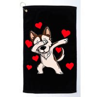 Dabbing Siberian Husky Valentines Day Golf Towel