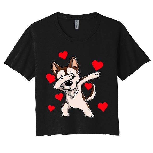 Dabbing Siberian Husky Valentines Day Crop Top