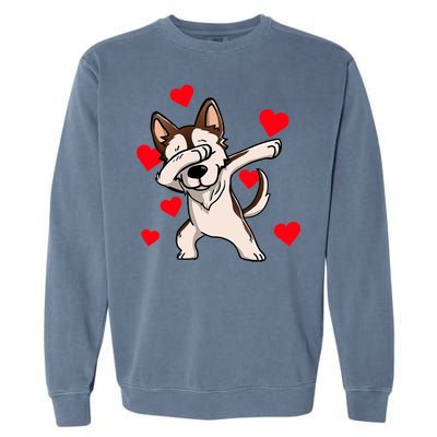 Dabbing Siberian Husky Valentines Day Garment-Dyed Sweatshirt