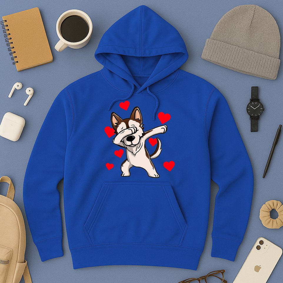 Dabbing Siberian Husky Valentines Day Hoodie