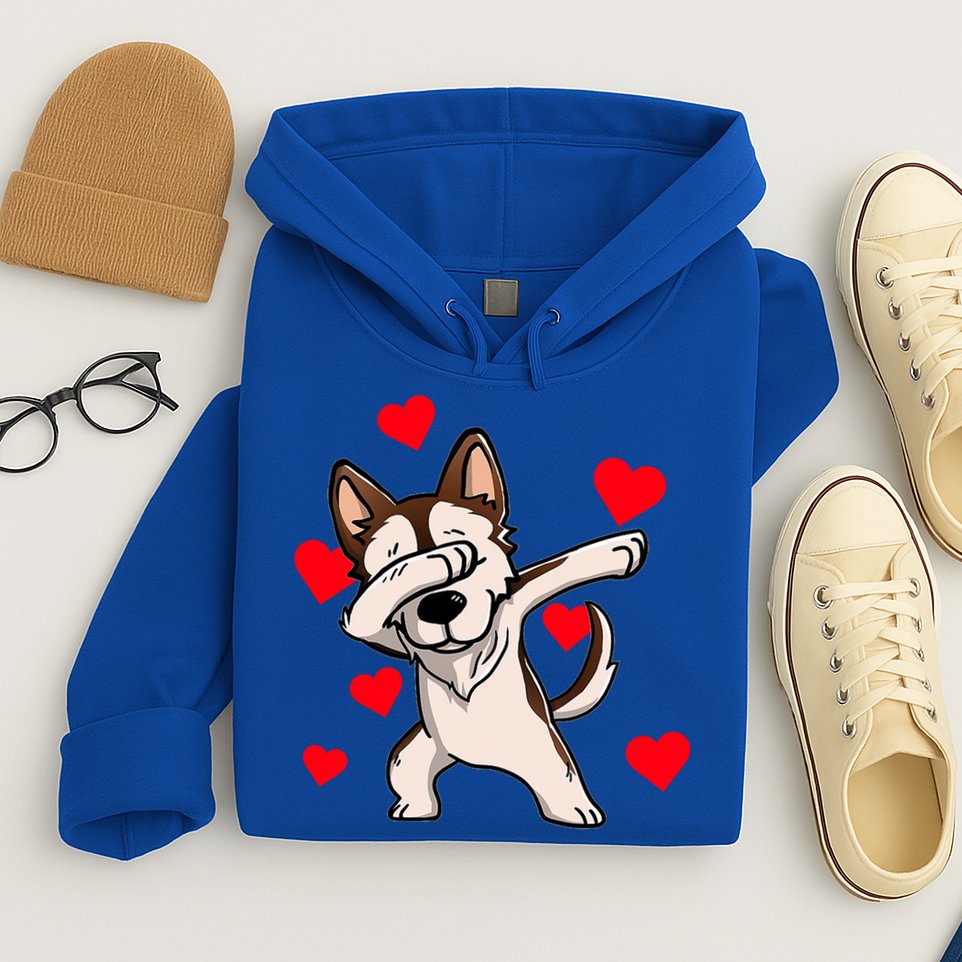 Dabbing Siberian Husky Valentines Day Hoodie