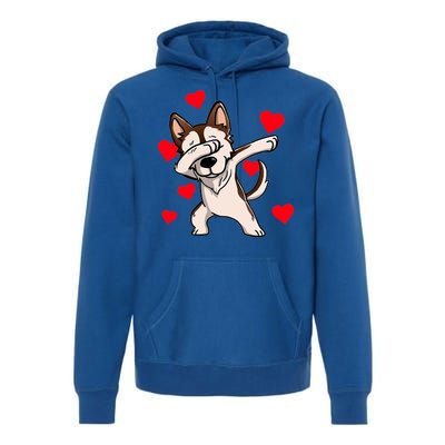 Dabbing Siberian Husky Valentines Day Premium Hoodie