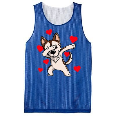 Dabbing Siberian Husky Valentines Day Mesh Reversible Basketball Jersey Tank