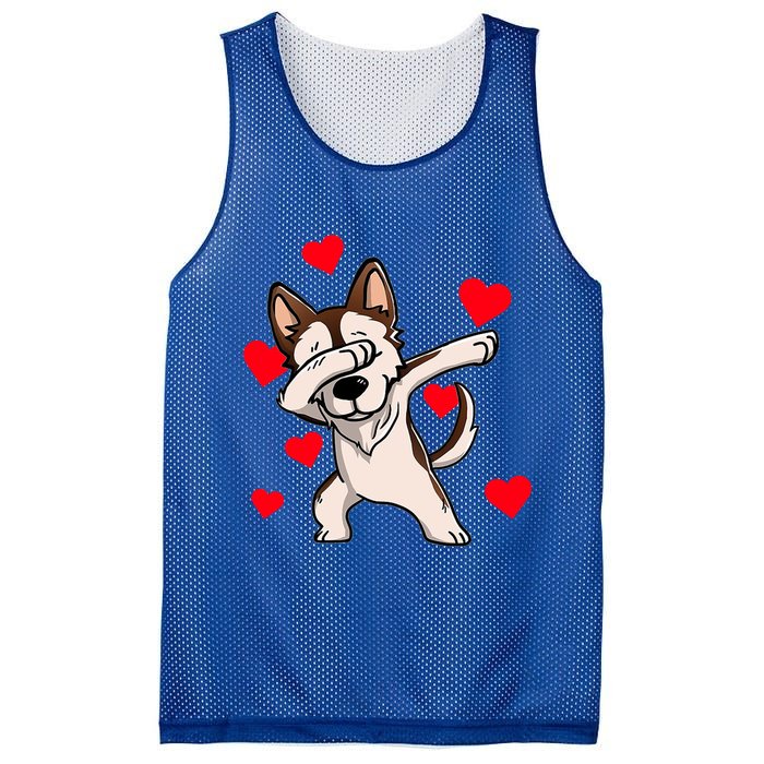 Dabbing Siberian Husky Valentines Day Mesh Reversible Basketball Jersey Tank