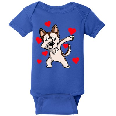 Dabbing Siberian Husky Valentines Day Baby Bodysuit