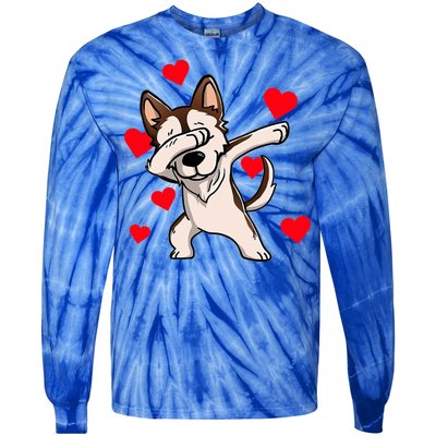 Dabbing Siberian Husky Valentines Day Tie-Dye Long Sleeve Shirt