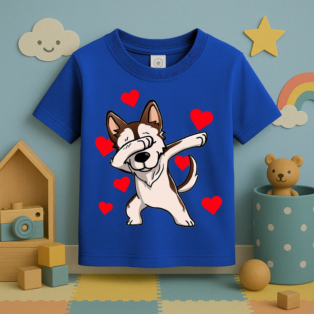 Dabbing Siberian Husky Valentines Day Toddler T-Shirt