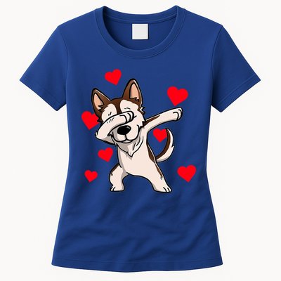 Dabbing Siberian Husky Valentines Day Womens T-Shirt