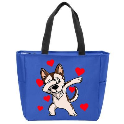 Dabbing Siberian Husky Valentines Day Zip Tote Bag