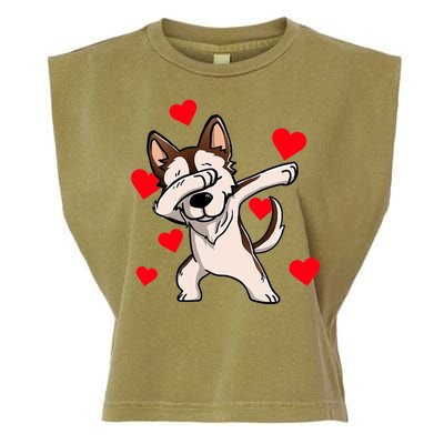 Dabbing Siberian Husky Valentines Day Garment-Dyed Women's Muscle Tee