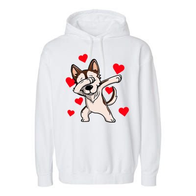 Dabbing Siberian Husky Valentines Day Garment-Dyed Fleece Hoodie