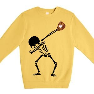 Dabbing Skeleton Baseball Glove Catch Dab Premium Crewneck Sweatshirt