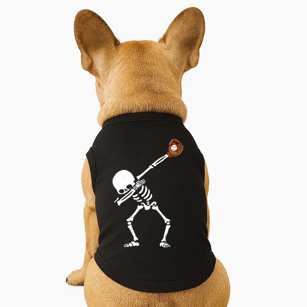 Dabbing Skeleton Baseball Glove Catch Dab Doggie Tank