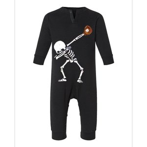 Dabbing Skeleton Baseball Glove Catch Dab Infant Fleece One Piece