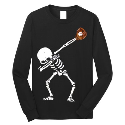 Dabbing Skeleton Baseball Glove Catch Dab Long Sleeve Shirt