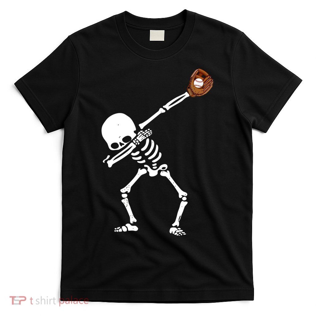 Dabbing Skeleton Baseball Glove Catch Dab T-Shirt