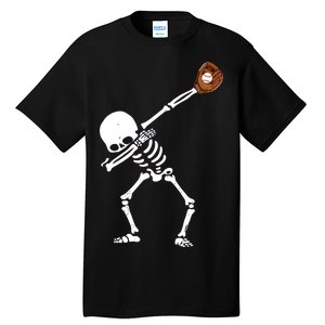 Dabbing Skeleton Baseball Glove Catch Dab Tall T-Shirt