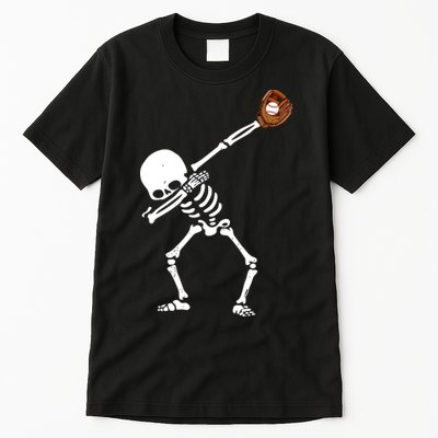 Dabbing Skeleton Baseball Glove Catch Dab Tall T-Shirt