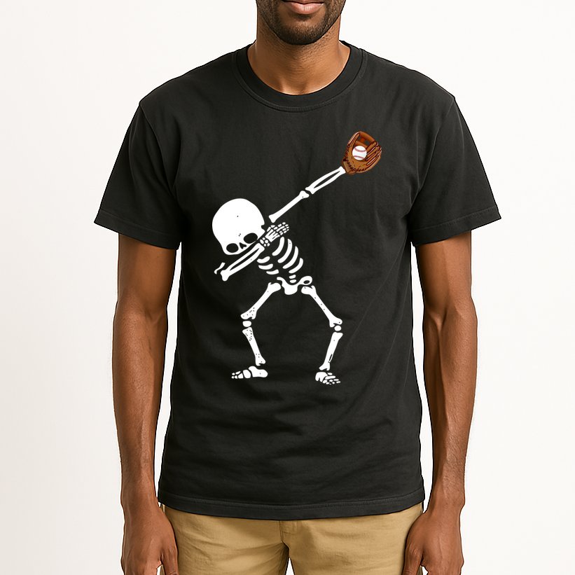 Dabbing Skeleton Baseball Glove Catch Dab Tall T-Shirt