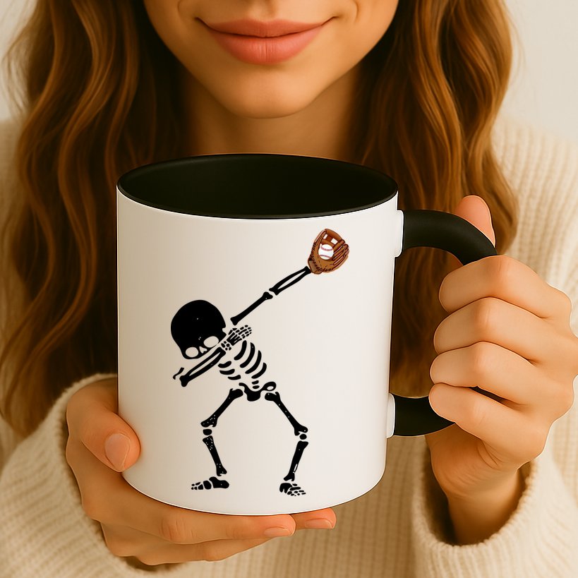 Dabbing Skeleton Baseball Glove Catch Dab Mug