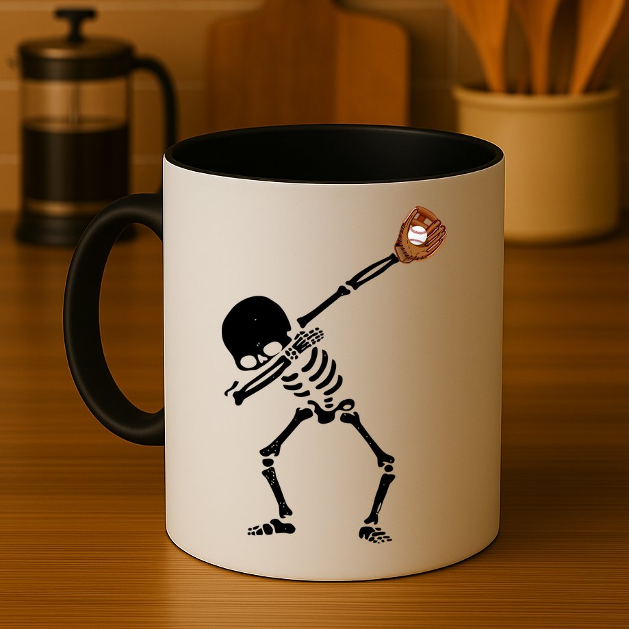 Dabbing Skeleton Baseball Glove Catch Dab Mug