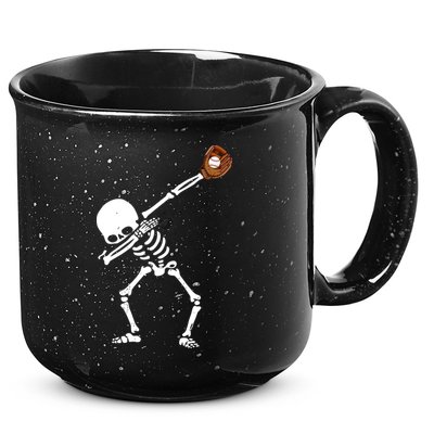 Dabbing Skeleton Baseball Glove Catch Dab 15oz Campfire Ceramic Mug