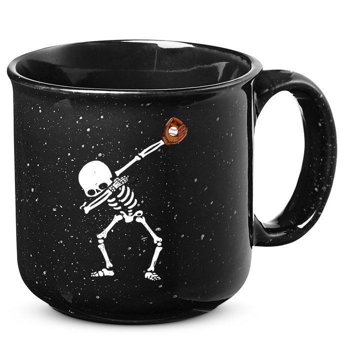 Dabbing Skeleton Baseball Glove Catch Dab 15oz Campfire Ceramic Mug