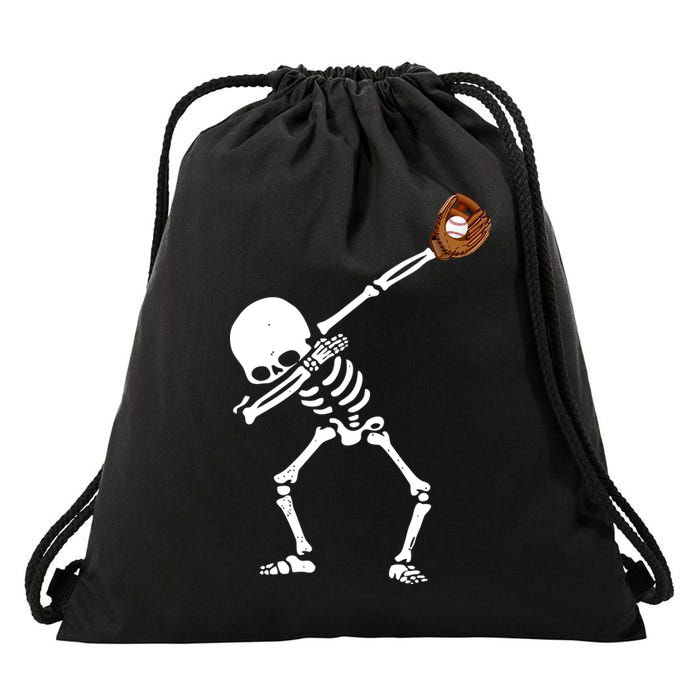 Dabbing Skeleton Baseball Glove Catch Dab Drawstring Bag