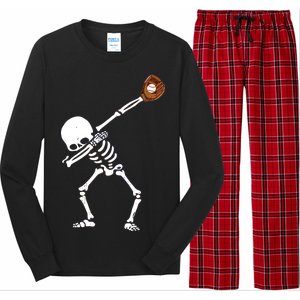 Dabbing Skeleton Baseball Glove Catch Dab Long Sleeve Pajama Set