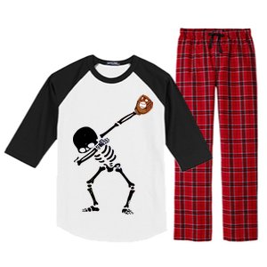 Dabbing Skeleton Baseball Glove Catch Dab Raglan Sleeve Pajama Set