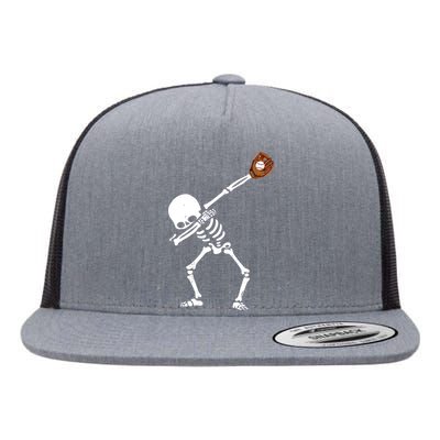 Dabbing Skeleton Baseball Glove Catch Dab Flat Bill Trucker Hat