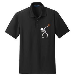 Dabbing Skeleton Baseball Glove Catch Dab Dry Zone Grid Polo