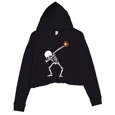 Dabbing Skeleton Baseball Glove Catch Dab Crop Fleece Hoodie