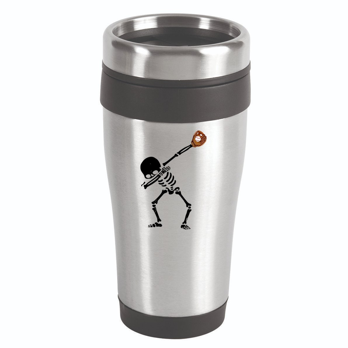 Dabbing Skeleton Baseball Glove Catch Dab 16oz Travel Tumbler