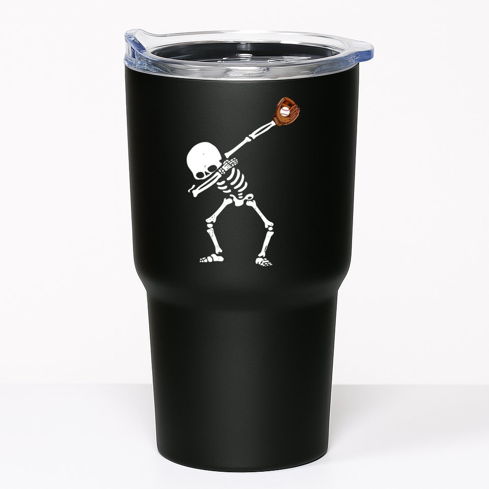 Dabbing Skeleton Baseball Glove Catch Dab Tumbler