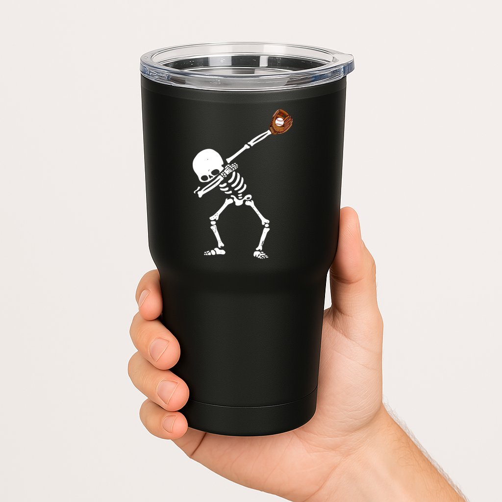Dabbing Skeleton Baseball Glove Catch Dab Tumbler