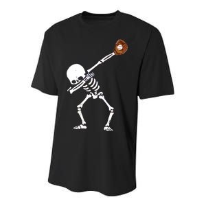 Dabbing Skeleton Baseball Glove Catch Dab Youth Performance Sprint T-Shirt