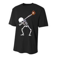 Dabbing Skeleton Baseball Glove Catch Dab Youth Performance Sprint T-Shirt