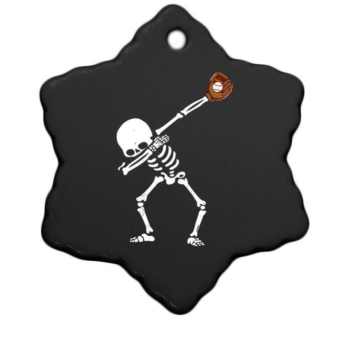 Dabbing Skeleton Baseball Glove Catch Dab Ceramic Star Ornament