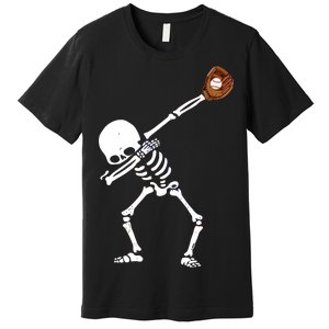 Dabbing Skeleton Baseball Glove Catch Dab Premium T-Shirt