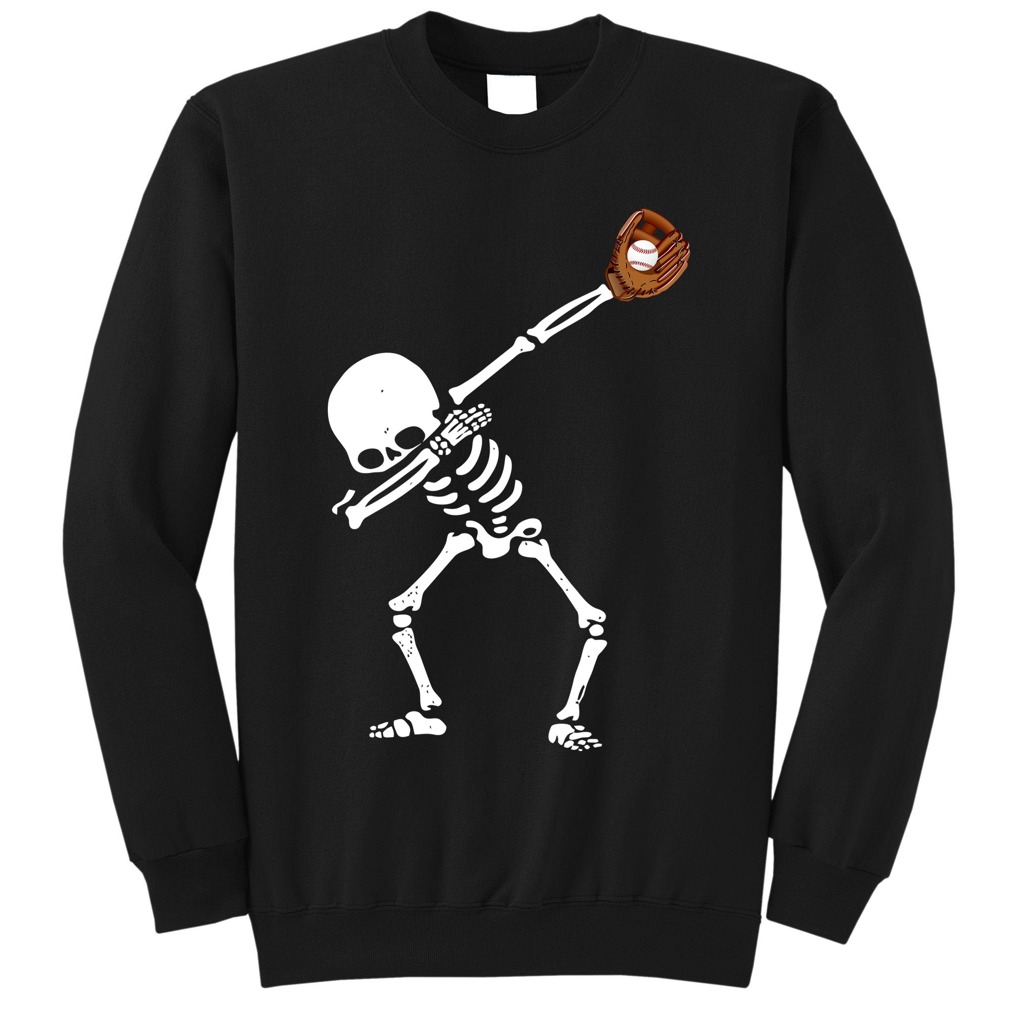 Dabbing Skeleton Baseball Glove Catch Dab Tall Sweatshirt