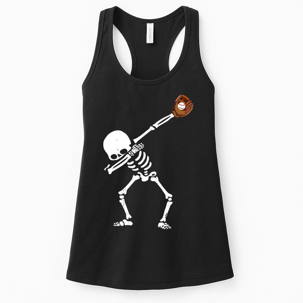 Dabbing Skeleton Baseball Glove Catch Dab Womens Tank Top