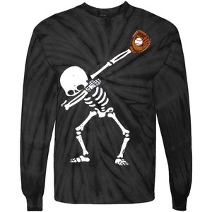 Dabbing Skeleton Baseball Glove Catch Dab Tie-Dye Long Sleeve Shirt