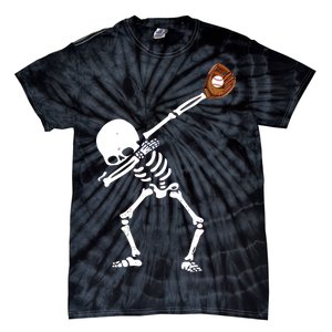 Dabbing Skeleton Baseball Glove Catch Dab Tie-Dye T-Shirt