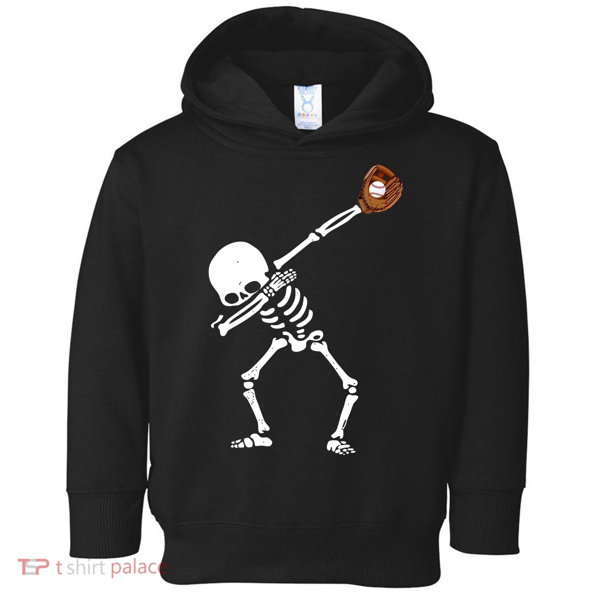 Dabbing Skeleton Baseball Glove Catch Dab Toddler Hoodie