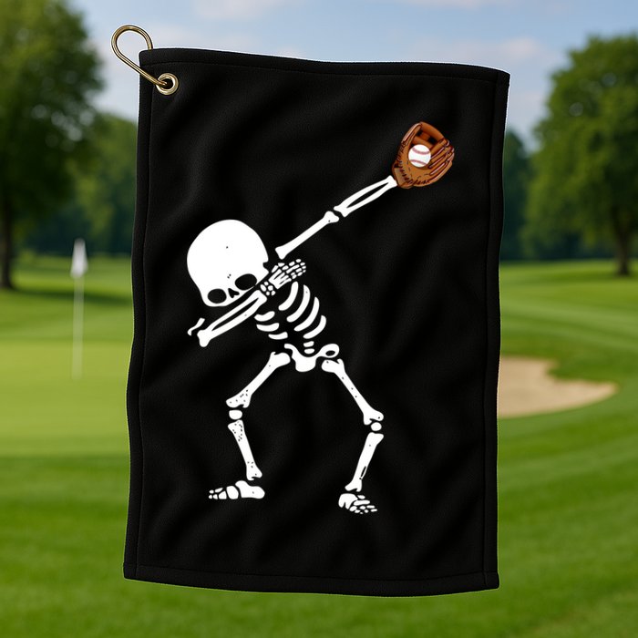 Dabbing Skeleton Baseball Glove Catch Dab Golf Towel