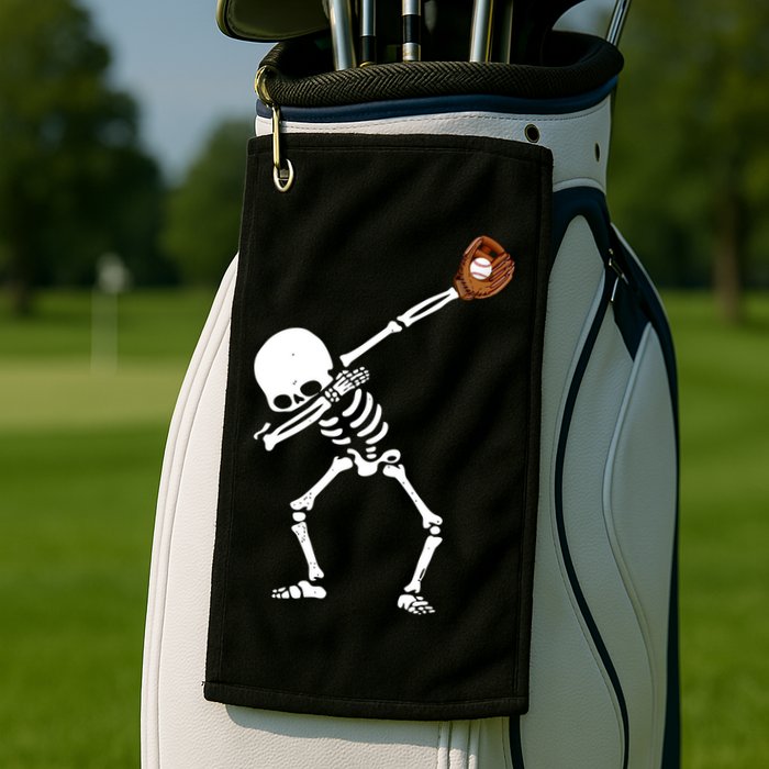 Dabbing Skeleton Baseball Glove Catch Dab Golf Towel